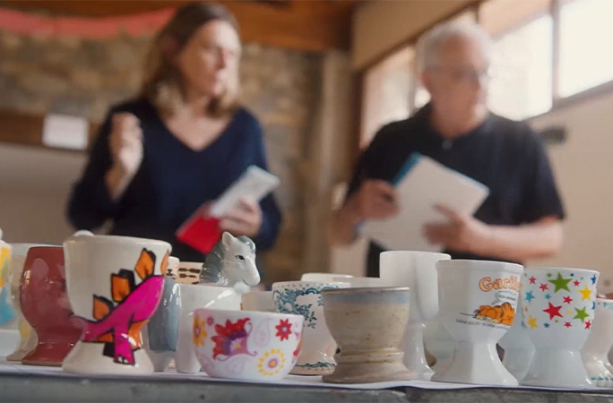 close up of some of the egg cup collection