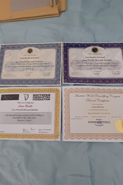 some of Liam's certificates
