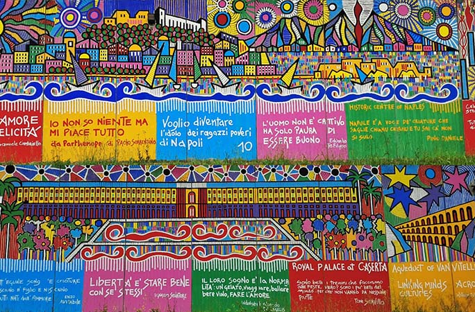 quotes on wall of largest mural created by one artist