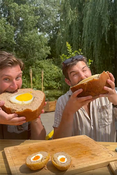 Oli and Phoenix taking a bite