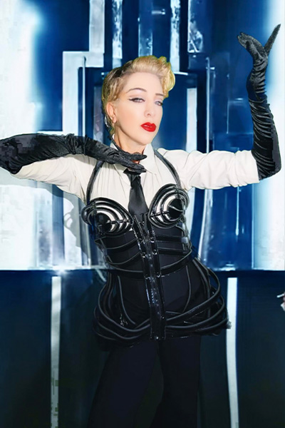 Madonna impersonator all dressed up as the star