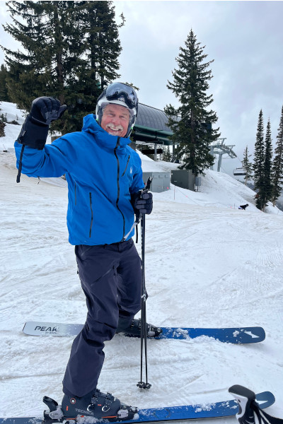 Tom ready to ski downhill
