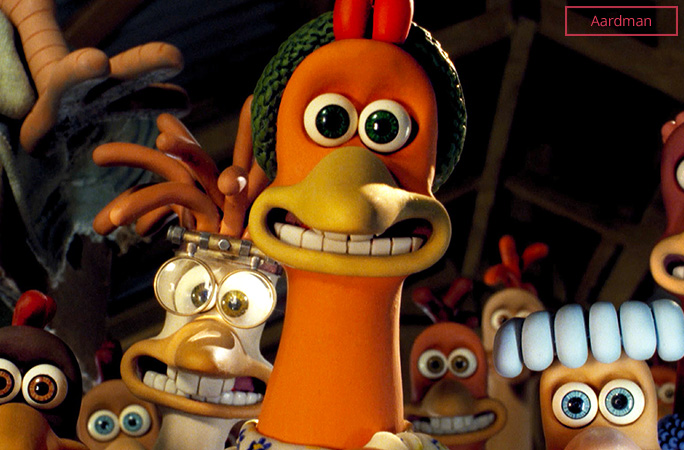 Close-up of the characters from Chicken Run