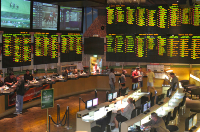 Betting room for horse track racing