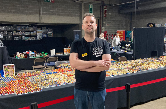 Steven posing with his collection