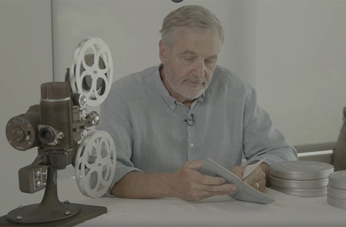 Bruce with his grandfather's projector