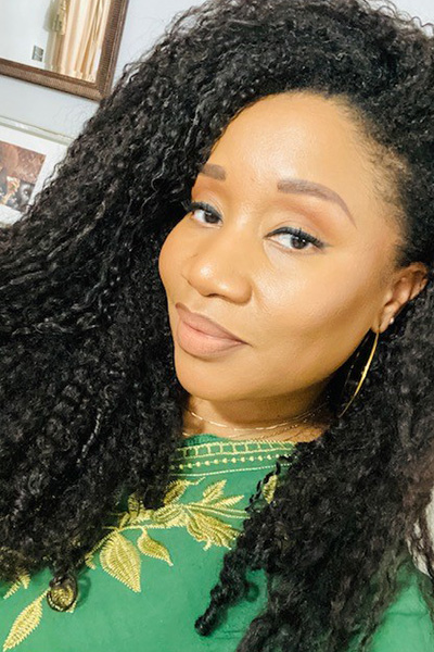 recent shot of Aevin Dugas with her hair down