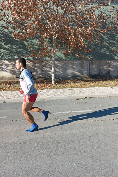 Christian running in his heels
