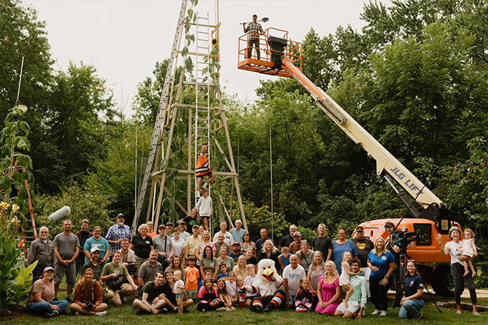 Clover drew a big crowd on measuring day including local media and the mascot from local ice hockey team icy d eagle