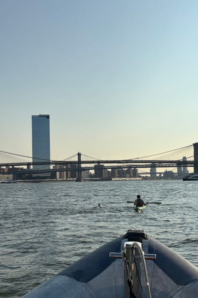 Michael in front of the NYC skyline
