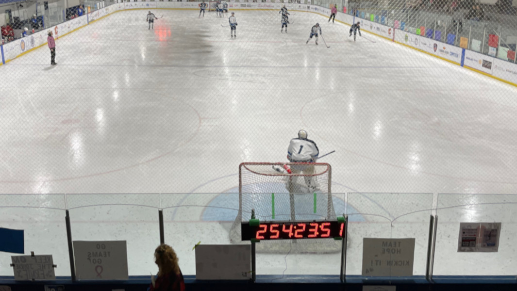 Hockey game from aerial view