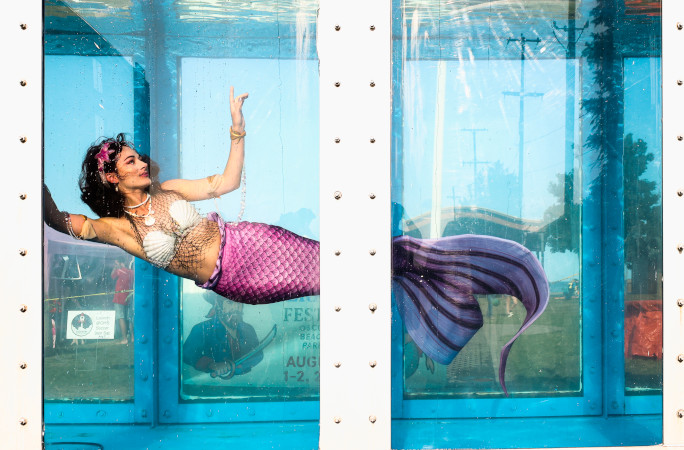 Mermaid in a glass tank