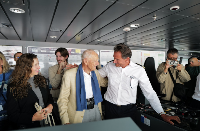 Celebrating on the ship with Alexandra and the captain