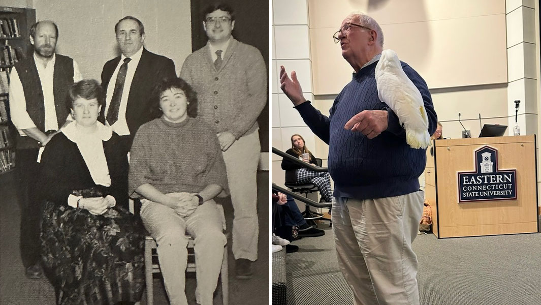 Split image of Kenneth in the 1990 year book and now
