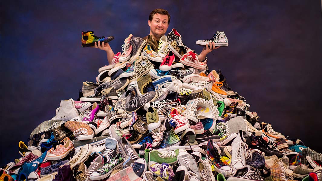 Joshua Mueller (USA) with his largest collection of Converse