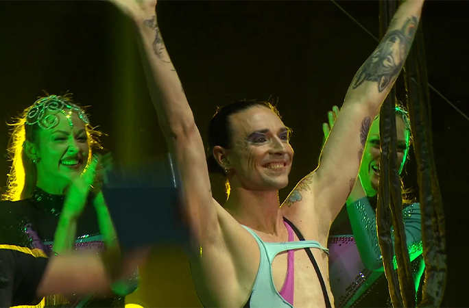 Michael celebrating