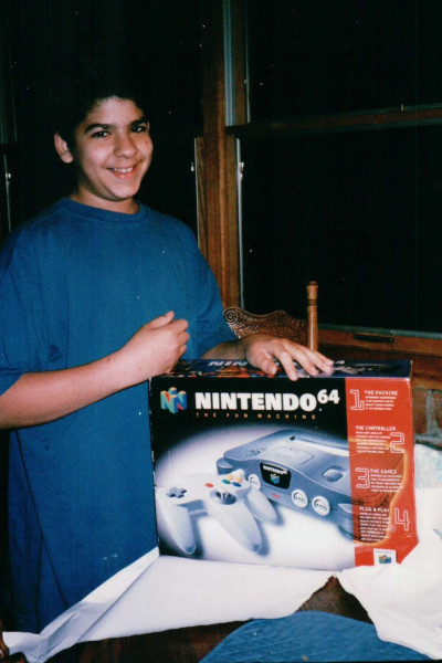 Coz posing with his 9th birthday present