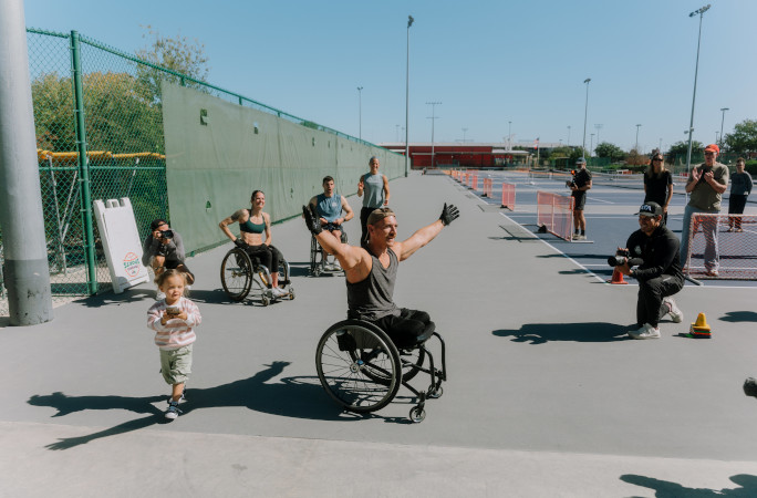 Mike celebrating after the race