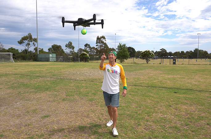 drone carrying the ball