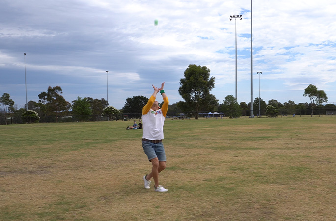 Ozzie catching the ball