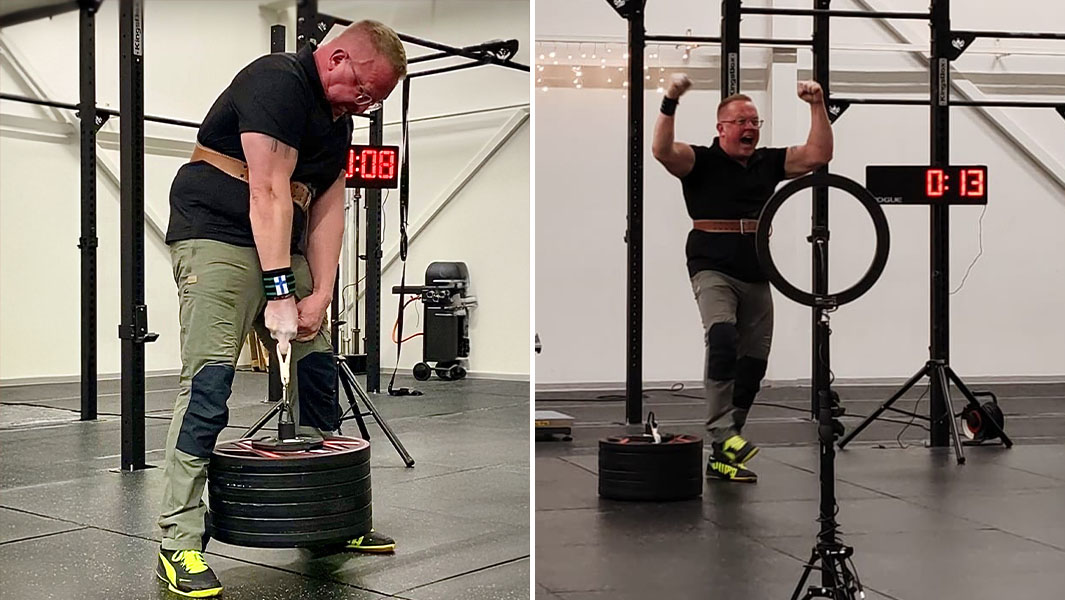 Split header of Juha lifting the weights