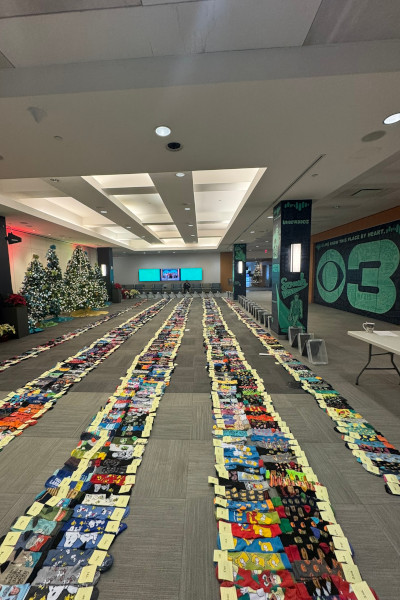 Giant line of Jim's socks