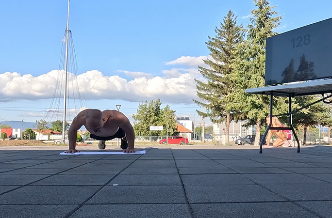 Michael doing push ups