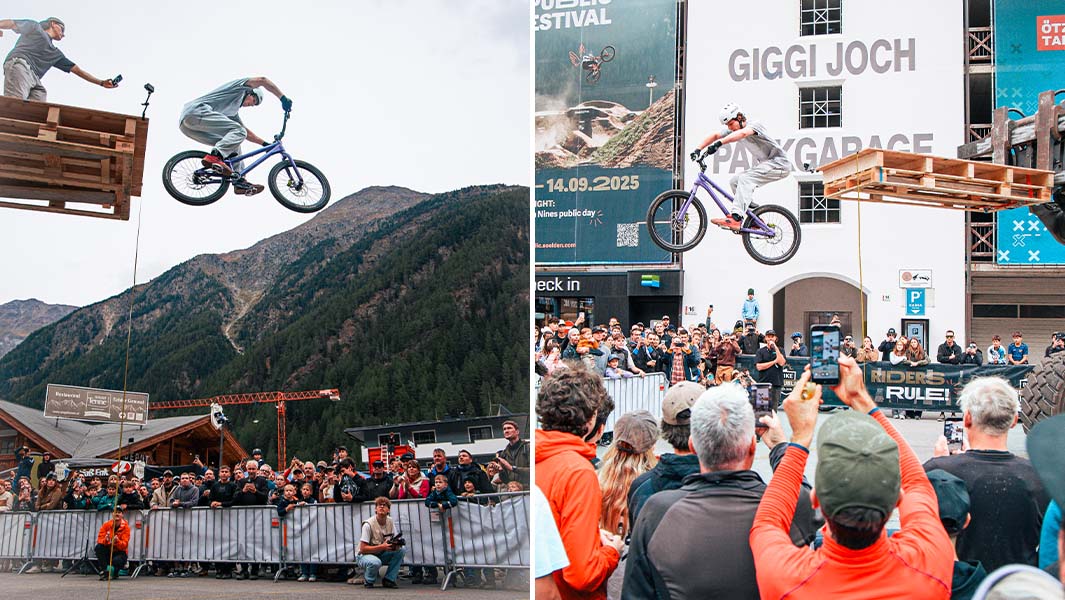 split image of Mario doing his bike drop