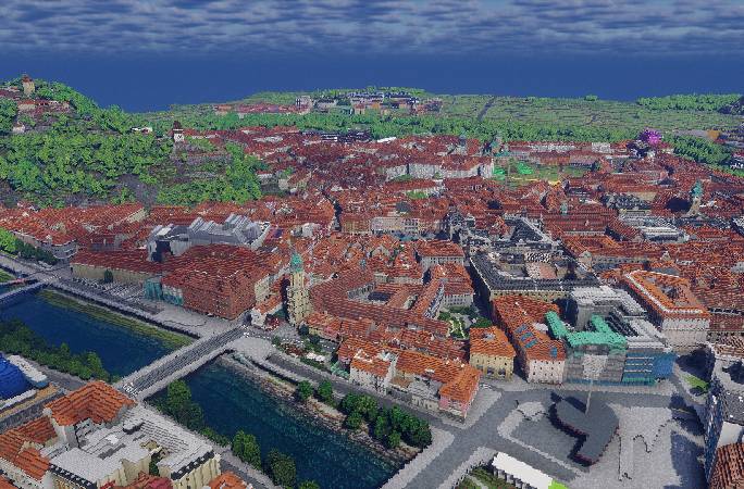 Graz old town Alps recreated in Minecraft