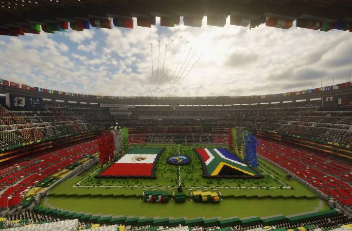 Azteca Stadium recreated in Minecraft