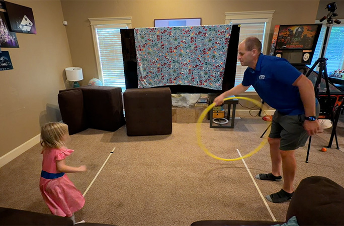 David throwing the hula hoop