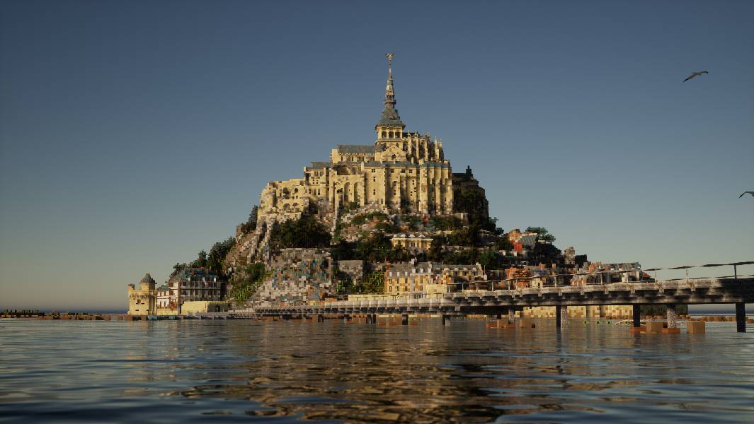 Mon Saint Michel recreated in Minecraft