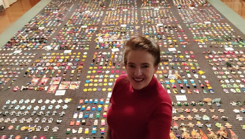 Cheralyn with her 2000 finger puppets from her second record
