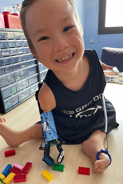Beknur with his LEGO arm