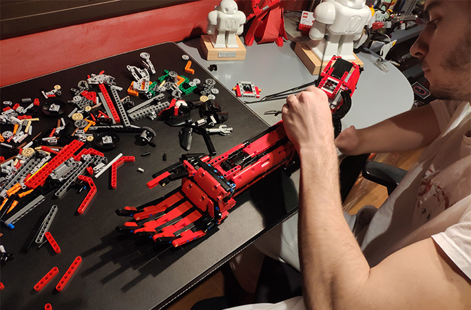 David working with LEGO