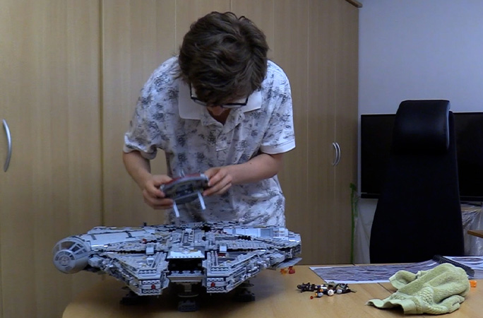 Lukas building the lego set