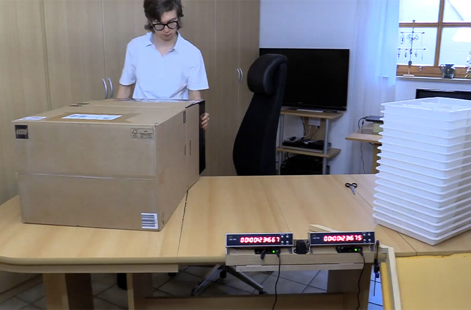 Lukas unboxing the lego set