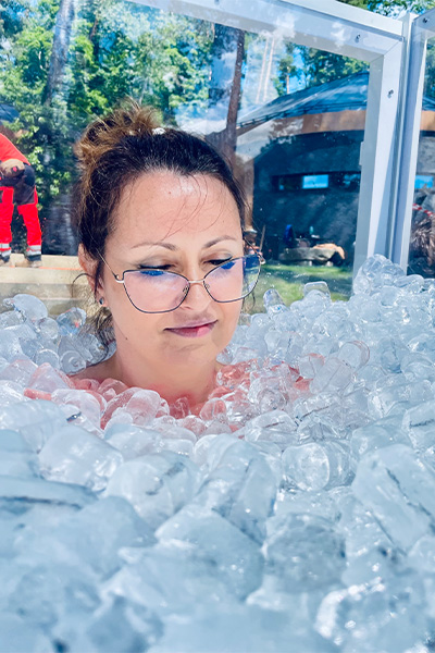 Maria sitting in ice