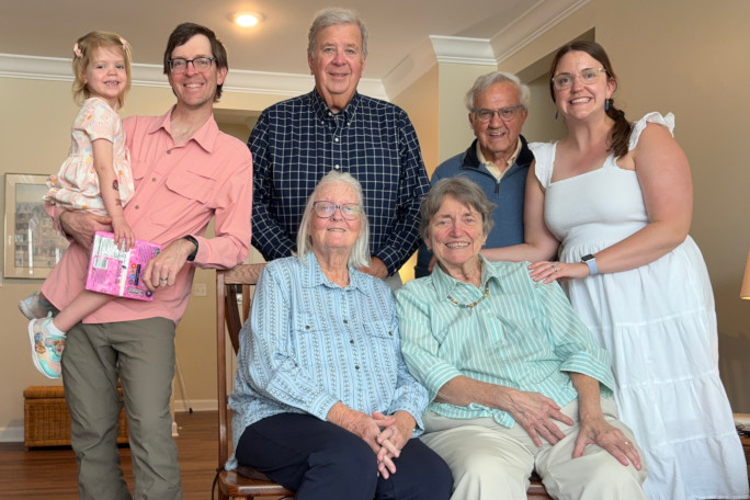 The extended Tousignant family taking a photo