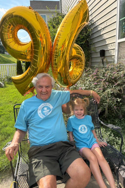 Normand and Madison in their matching shirts and GWR balloon