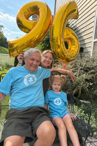 Madison, Kerry, and Normand under the 96 ballons