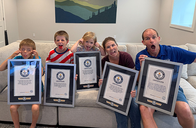 Rush family pulling funny faces