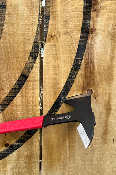 axe stuck in target