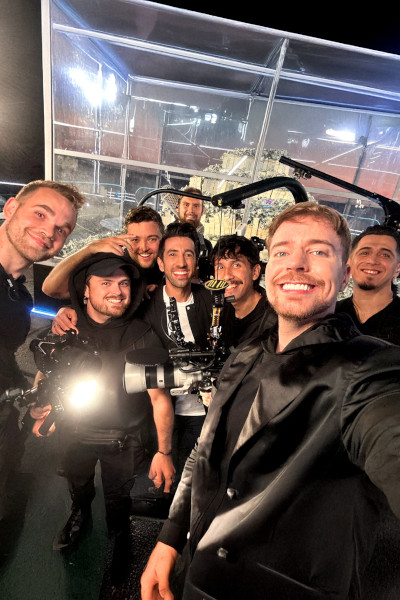 Selfie with Jon and MrBeast and the Beast Games crew