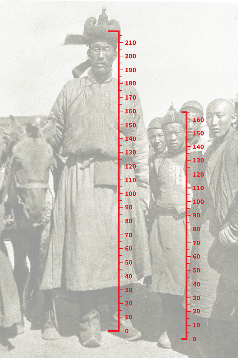 A picture of Ondor Gongor with an approximate height chart added