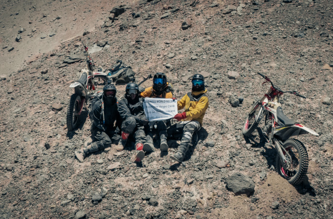 All three Rencorets posing atop the volcano