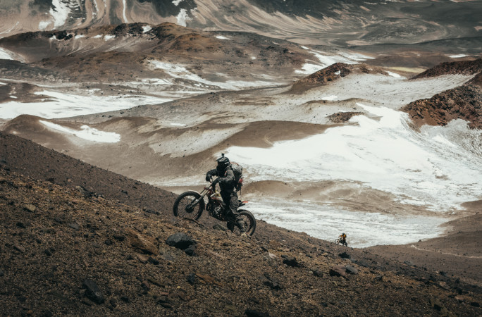 Driving the motorcycles uphill