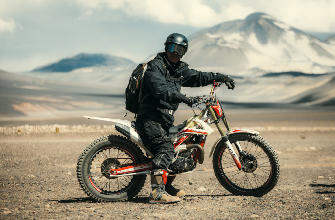Posing on the orange bike