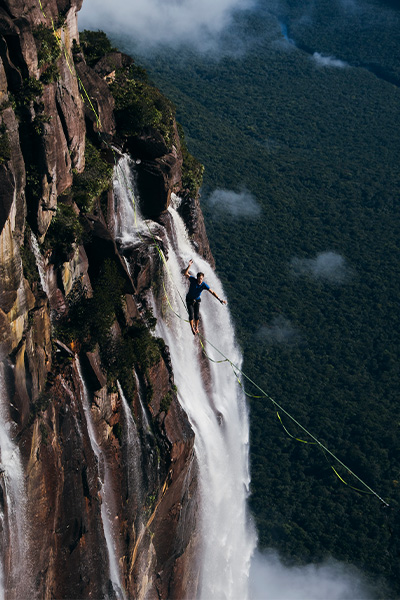someone walking the slackline