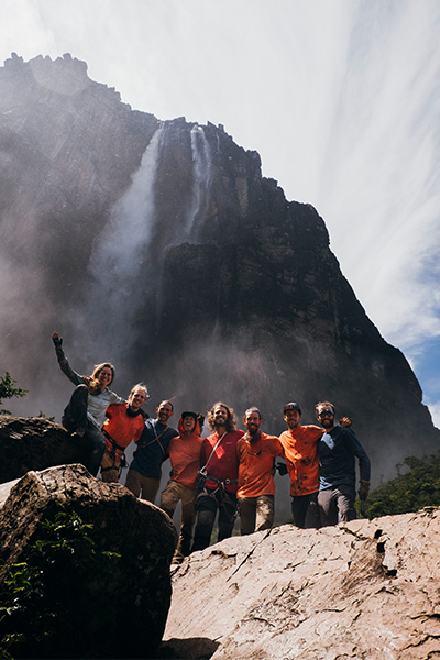the crew posing together